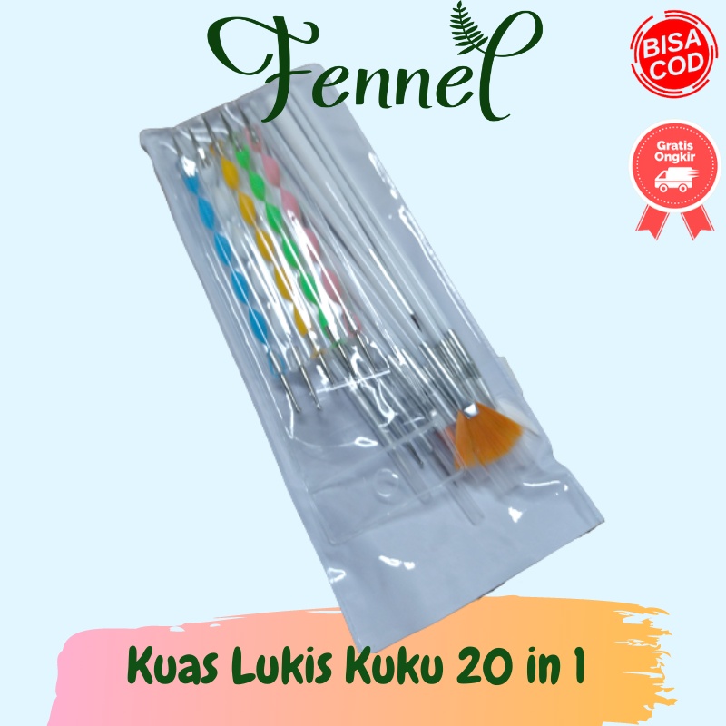 Kuas Lukis Kuku 20 in 1 Nail Art Dotting Tools  X-19