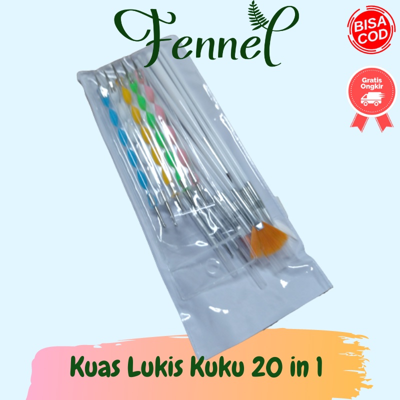 Kuas Lukis Kuku 20 in 1 Nail Art Dotting Tools  X-19