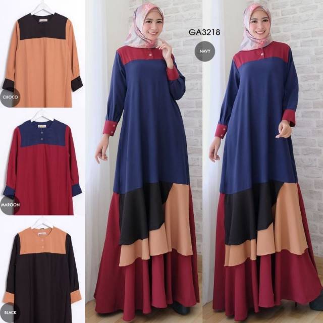 GAMIS LAYER AIRIS FIT TO L Gamis Wanita Muslim Real Picture