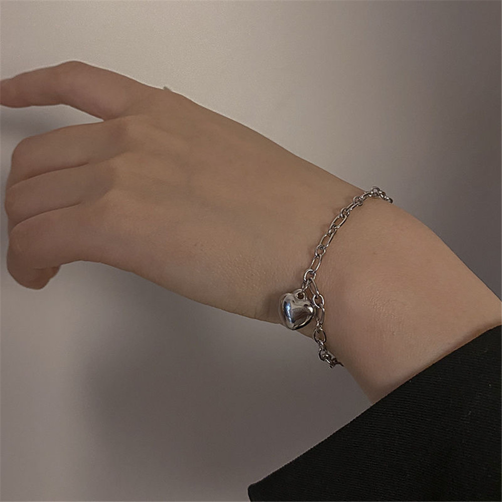 【COD Tangding】Simple Heart Pendant Chain New Fashion Bracelet