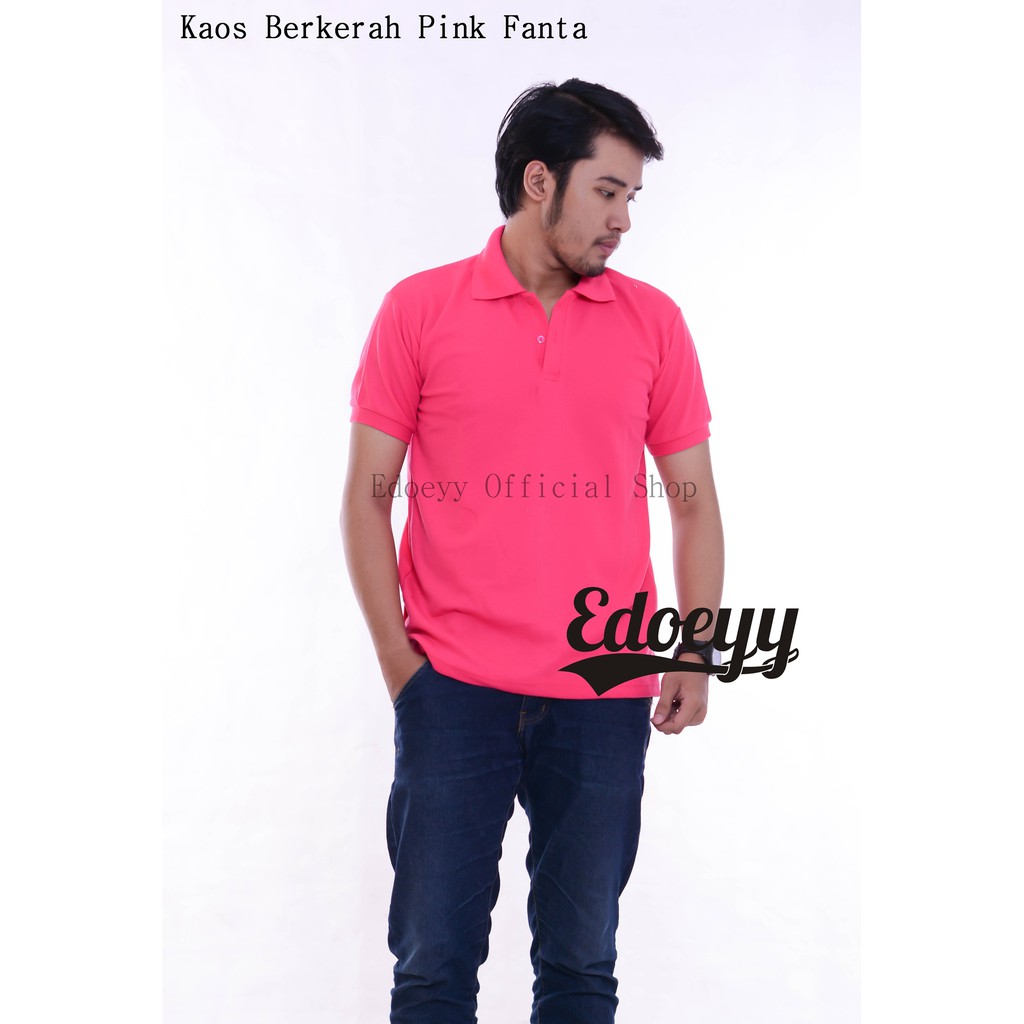 Kaos Polo Shirt Pria PINK FANTA Baju Kerah Berkerah Ukuran S M L XL