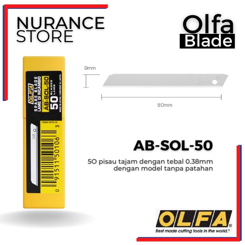 

REFILL BLADE OLFA AB-SOL-50 UNTUK CUTTER OLFA 180 BLACK A-1 A-2 A-5