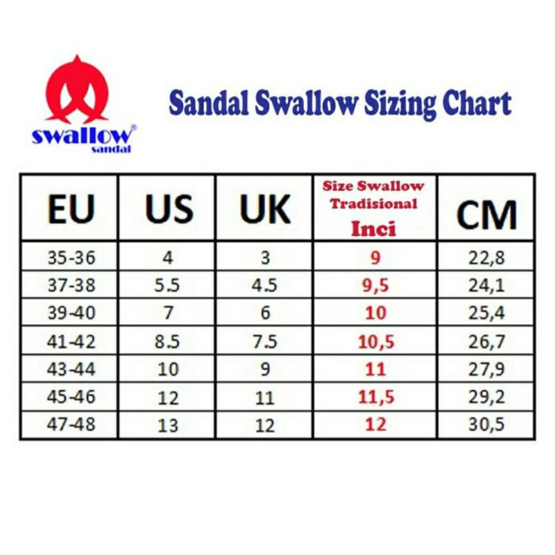 SENDAL JEPIT SWALLOW ORIGINAL CLASSIC UKURAN CAMPUR