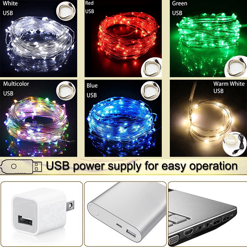 1 / 5 / 10M Lampu Natal / Kabel LED USB untuk Dekorasi Pesta / Natal