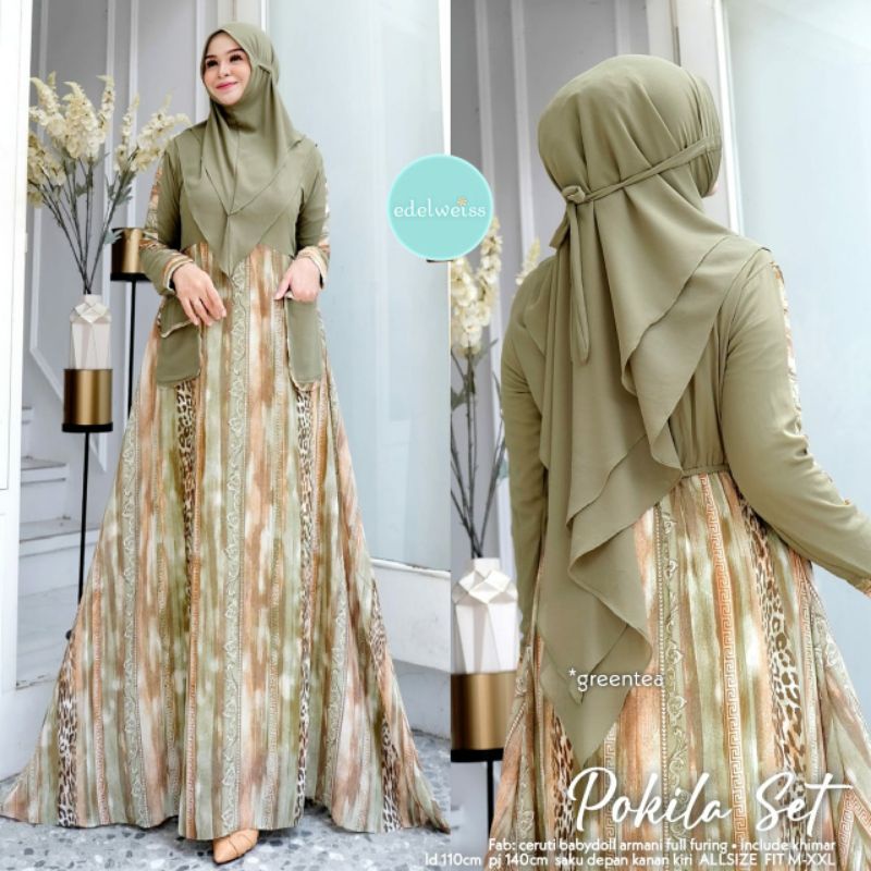 pokila set dress syari ori edelweis
