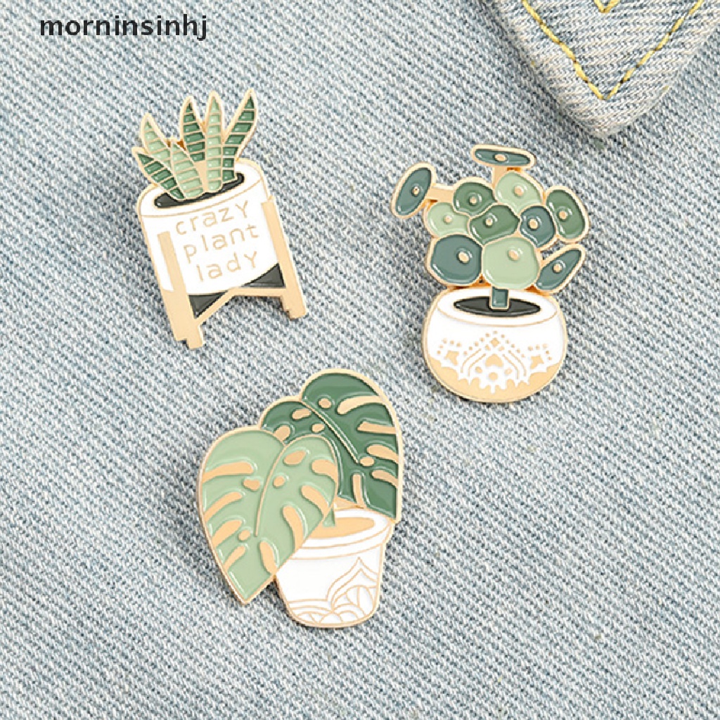 Mor Bros Pin Enamel Bentuk Pot Tanaman Untuk Aksesoris Fashion