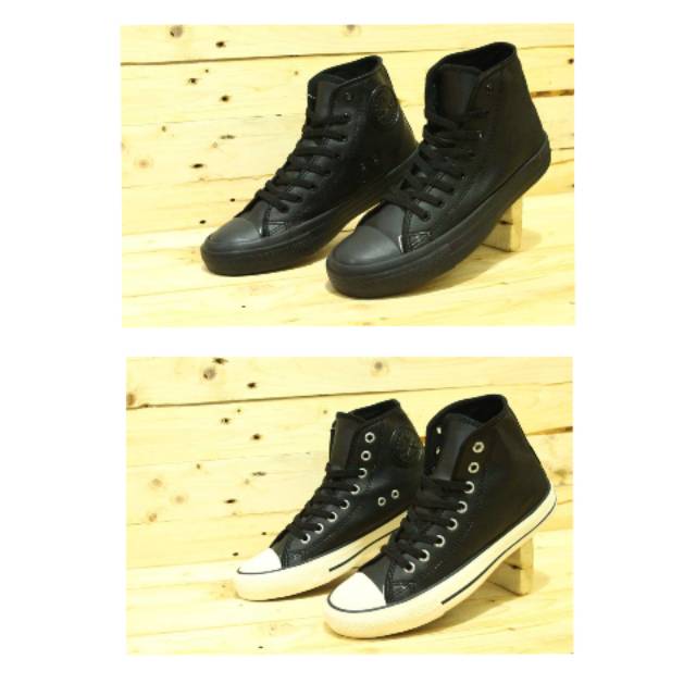 Sepatu Sekolah sepatu Jalan Pria Wanita Comverse Kulit Tinggi Hitam