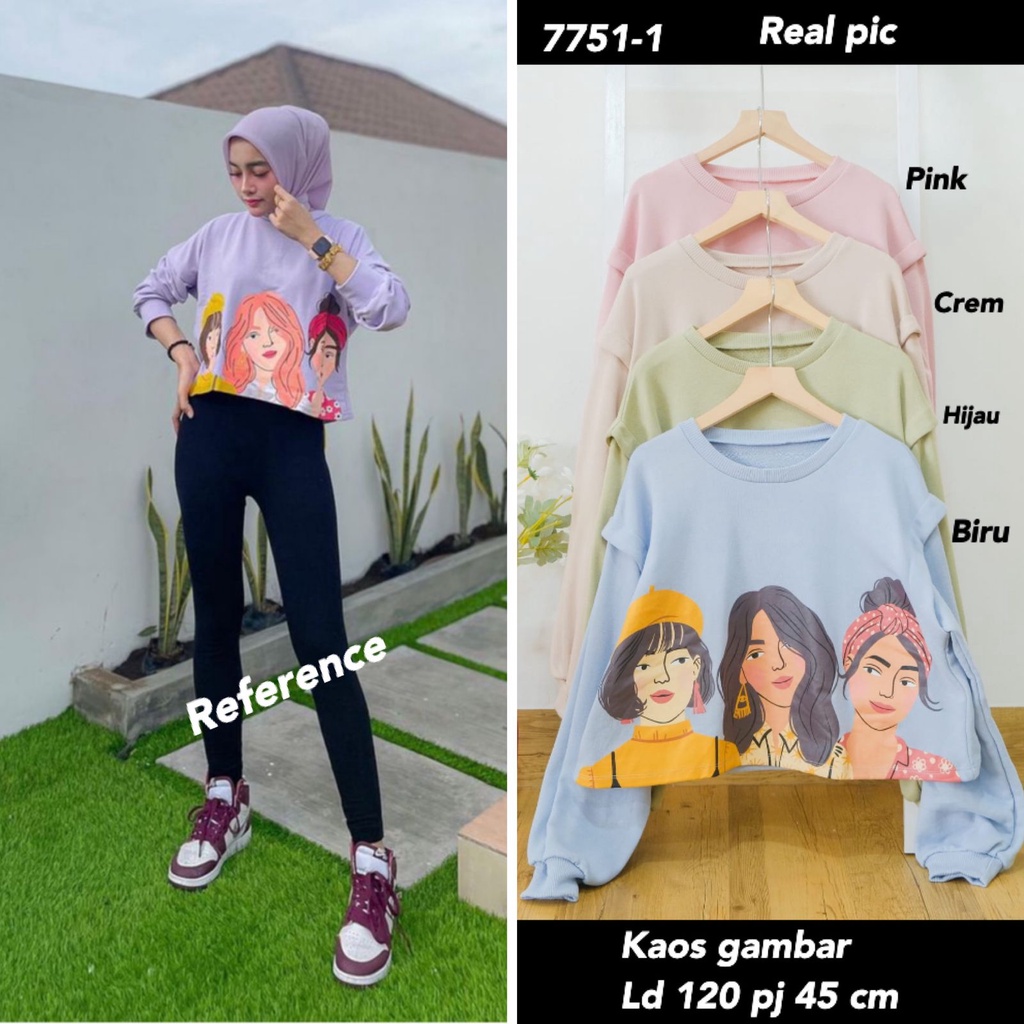 kaos crop gambar 7751-1 M-V