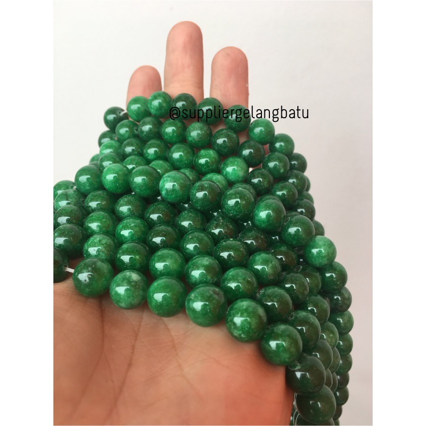 bahan batu giok burma 10mm renceng kalung gelang akik imperial jade craft serat fashion pria wanita
