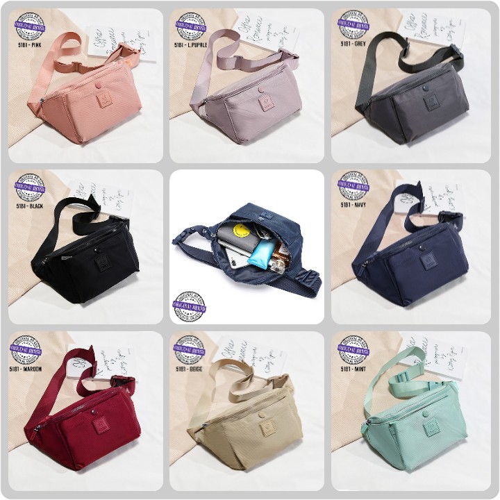 GUDIKA - Waistbag Couple Fashionable Import Original 5181 - Tas Wanita Pria Tas Selempang Bahu Kekinian Bahan Nylon Waterproof Anti Air - slingbag - tas mini - bag - cewek - fashion - branded - santai - tas Pinggang - slempang - termurah - ori - handbag