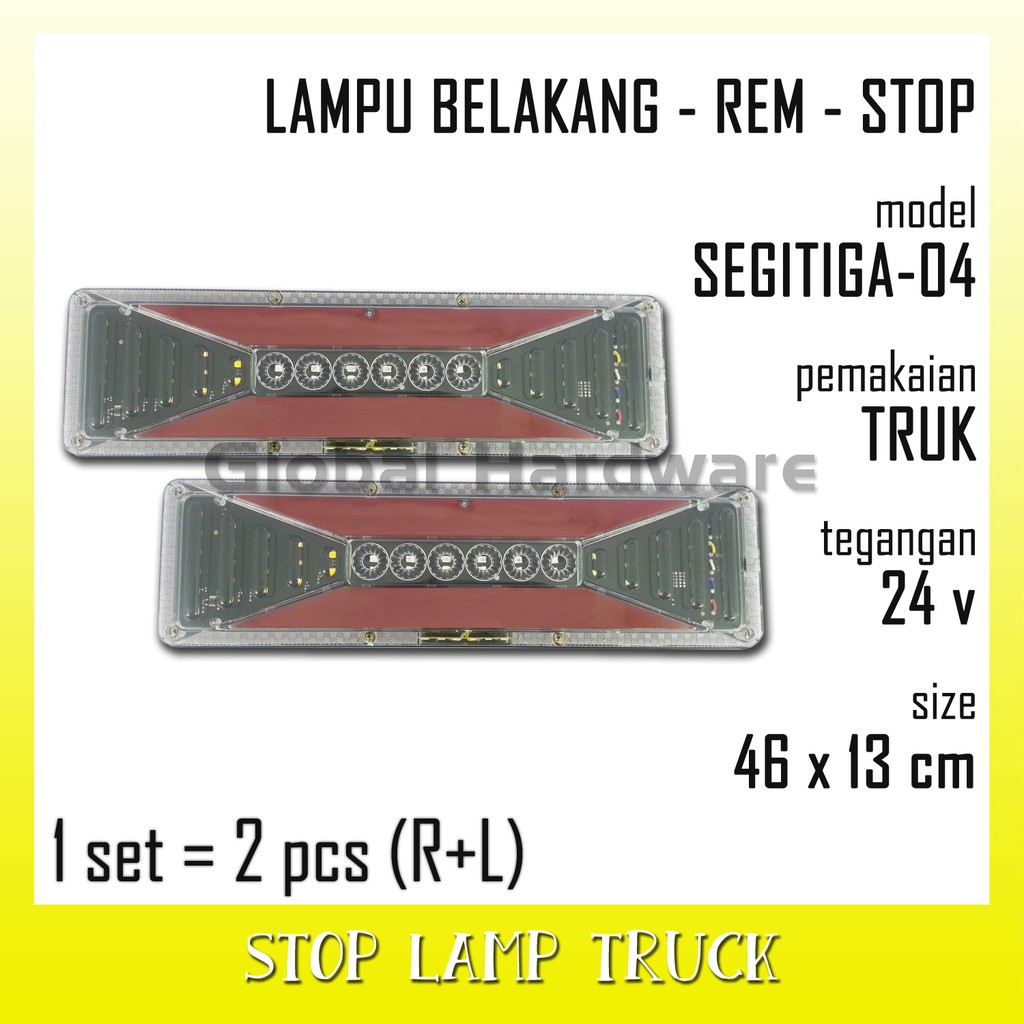 Stop Lamp Truck Stoplamp Truk Lampu LED Rem Panah Balok Kotak Merah 24 Volt Model Baru Panjang 04