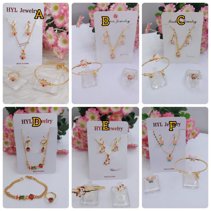 SDRJ17. Xuping set anak-anak (cincin+kalung+gelang+anting) lapis emas