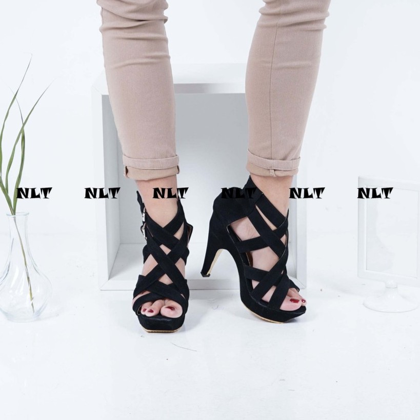 NunuLisaTan GLADIATOR - High Heels Sepatu Hak Tinggi Hak Pump 9CM Hitam