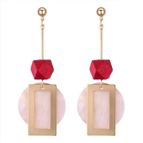 LRC Anting Tusuk Fashion Square Shape Decorated Earrings