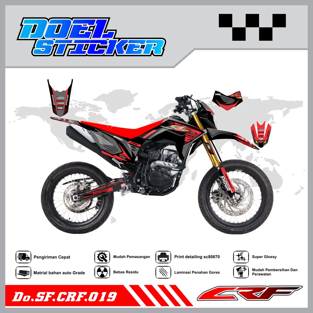 Sticker Striping Semifull CRF 150L List Variasi Hologram Pelangi,Crome Doel  019