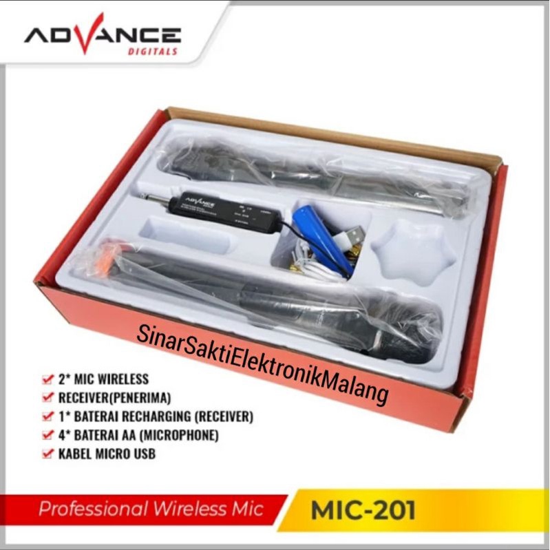 Microphone Mic Wireless Advance 201 Double Tanpa Kabel Karaoke