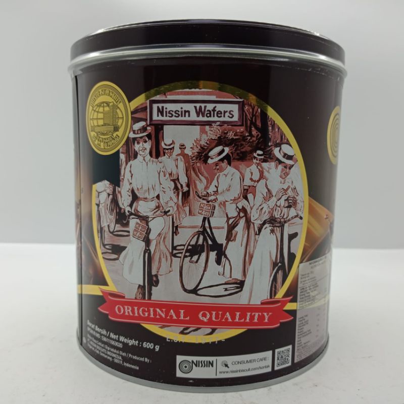 NISSIN Wafer Rasa Coklat Kaleng Bulat 600 gram