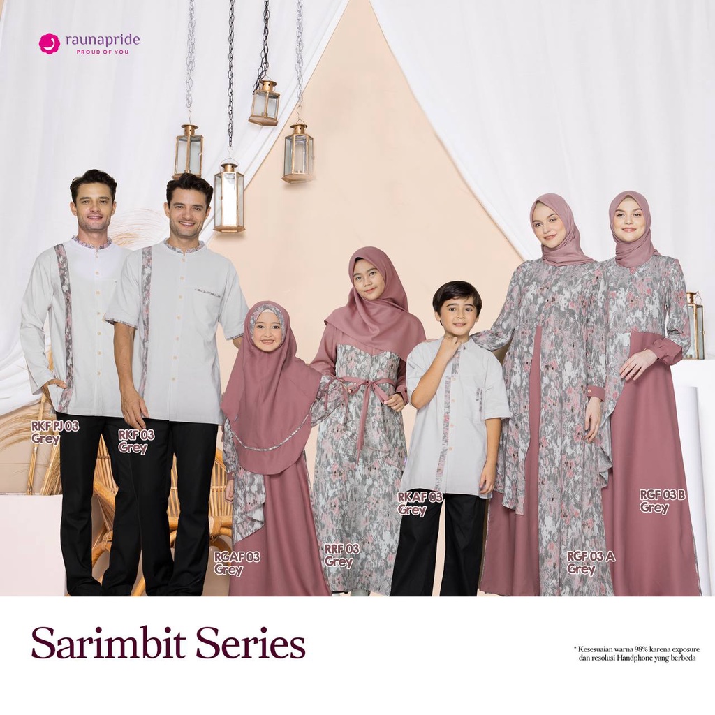 Sarimbit Rauna Couple Keluarga SR 03 GREY / Sarimbit Rauna Terbaru 2022 / RGF 03A - RGF 03B - RRF 03 - RGAF 03 - RKF 03 - RKAF 03 / Fashion Muslim