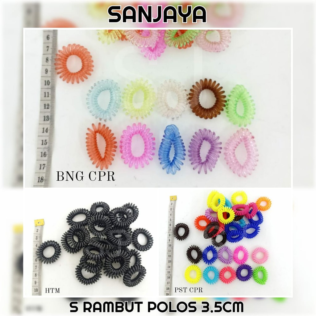 GELANG IKAT RAMBUT / IKAT RAMBUT WANITA LUCU / KUNCIRAN WARNA WARNI / KUNCIR RAMBUT SPIRAL KARET / S RAMBUT POLOS 3.5CM