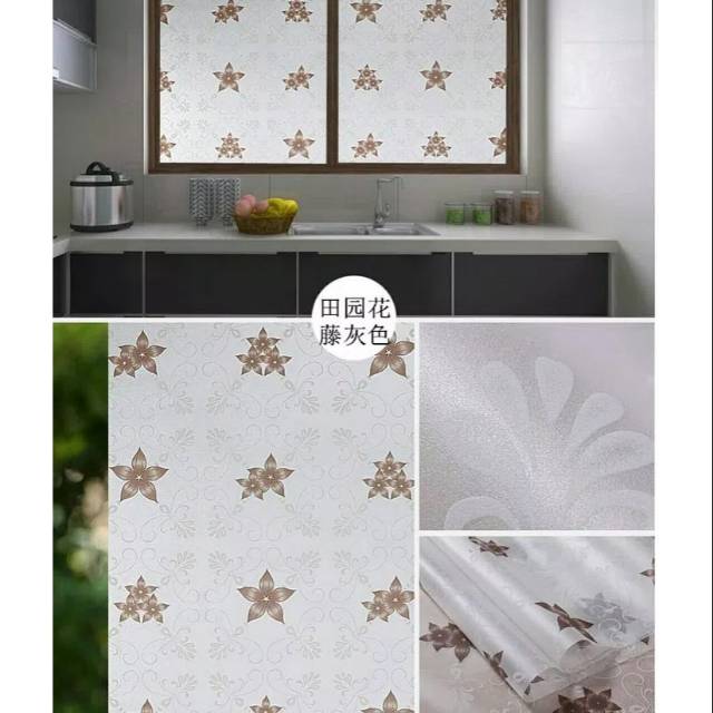 Sticker kaca sunblast kode SK0581 bunga biru batik