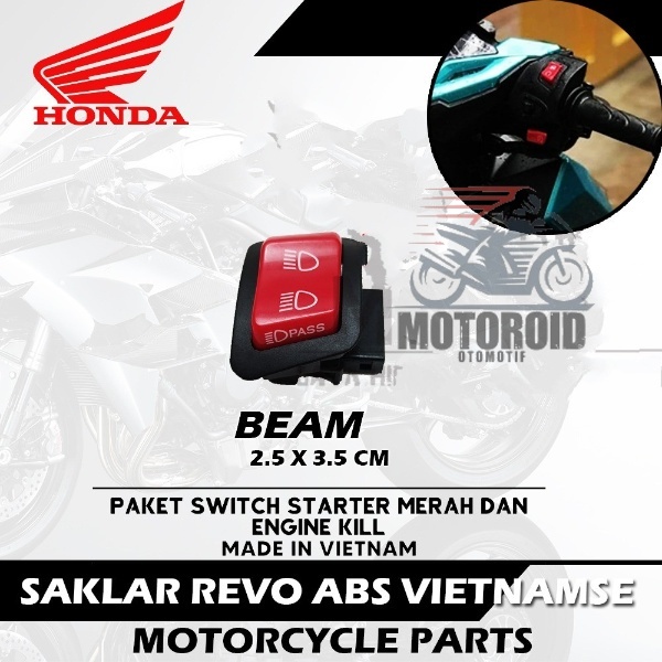 Saklar Tombol Starter Dan Idling Stop Vietnam Merah Cut Starter Dim Vario Beat Scoopy Universal ABS