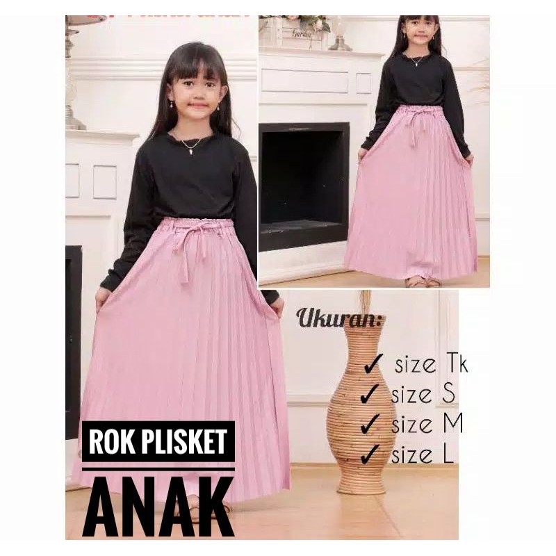 Rok Plisket Anak Perempuan Size 5 - 15 Tahun