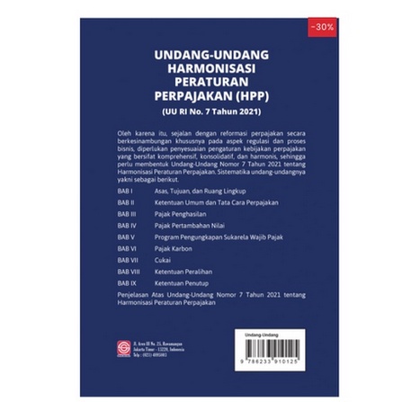 UU Harmonisasi Peraturan Perpajakan (UU RI No. 7 tahun 2021) BUMI AKSARA REGULER