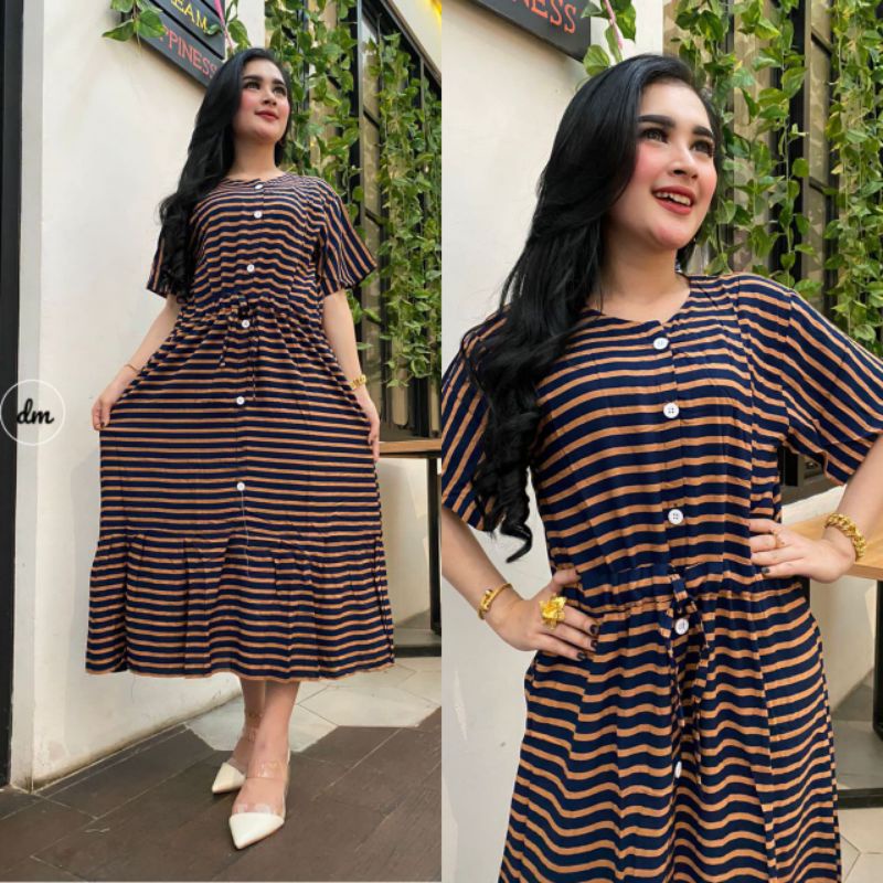 Daster Andin Ikatan Cinta Kekinian Full Kancing Busui Bahan Rayon Adem