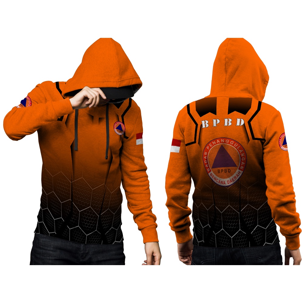Utamamedia - Jaket BPBD Indonesia / Jaket BPBD Pria / Jaket BPBD FullPrint PullOver