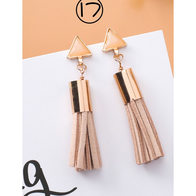 LRC Anting Tusuk Fashion Gold Color Triangle Shape Decorated Earrings F07575