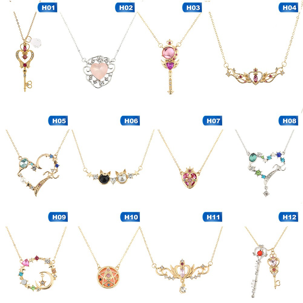 Kalung Liontin Bentuk Sailor Moon untuk Aksesoris Cosplay Wanita