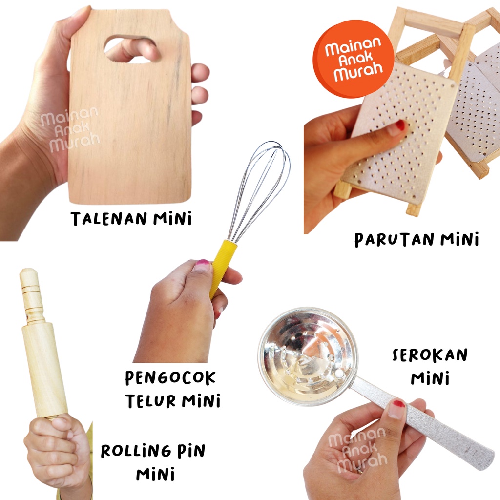 Miniatur Alat Masak Logam untuk Mainan Kompor: Cetakan Telur, Wajan, Spatula, dan Lainnya
