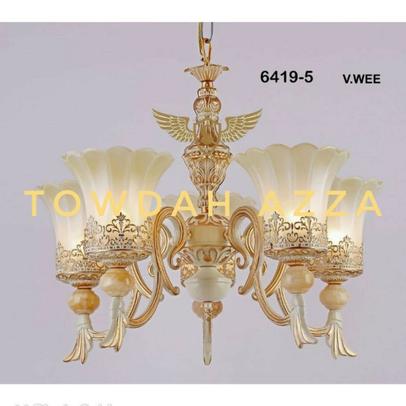 Lampu Gantung 1 Susun 5 Cabang/Lampu Hias Ruangan/Dekorasi Ruangan/Ruang Tamu