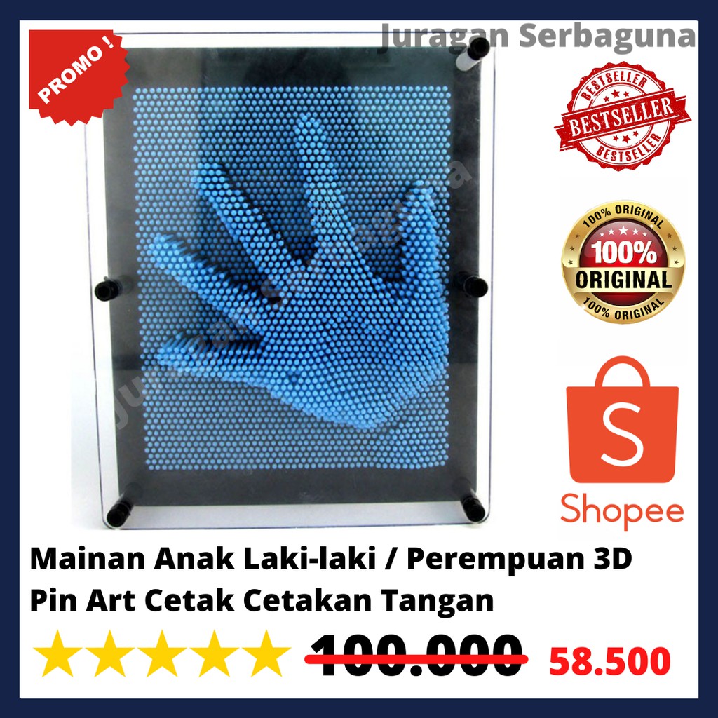 Mainan Anak Laki-laki / Perempuan 3D Pin Art Cetak Cetakan Tangan