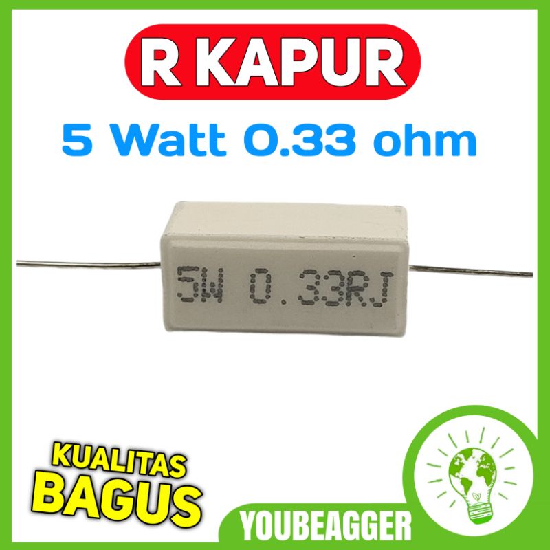 Resistor kapur 5W 0.33RJ R kapur 5 watt 0.33 ohm