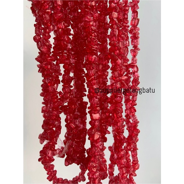 kerikil Batu RED QUARTZ kuarsa merah cabe 1cm kilap renteng aksesoris