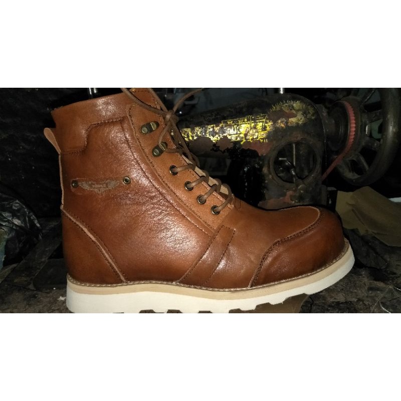 sepatu safety boots harley davidson ll sepatu boots safety xrider kulit asli brown ll sepatu xrider