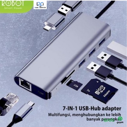 ROBOT HT370 7 in USB A/USB C Dual Interface HUB Adapter,With