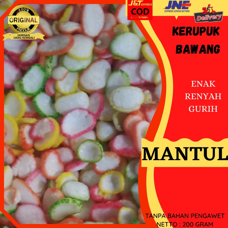 

lariz food-kerupuk bawang mini-krupuk warna warni-makanan ringan berat isi 200 gram