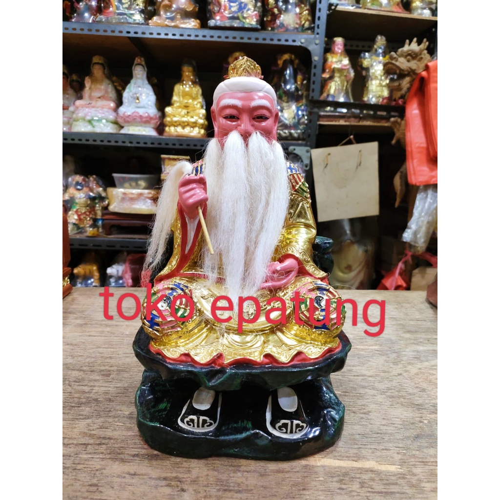 patung dewa tai shang lau cin / tai siong - kayu fiber - 12 inch