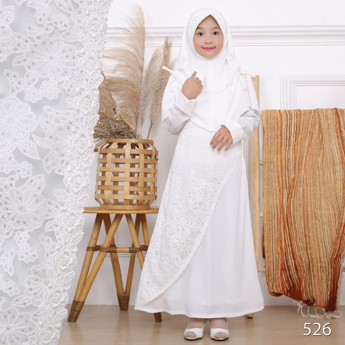 Promo Gamis Putih Anak Perempuan Stelan Syari Terbaik  526