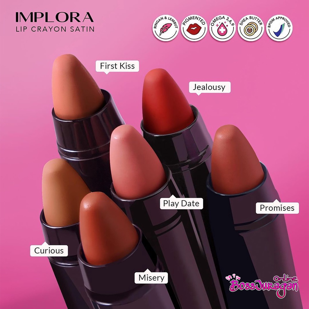 (BOSS) IMPLORA Lip Crayon Satin | Lipstick | Lip Cream| Lipcrayon 3,5gr BPOM