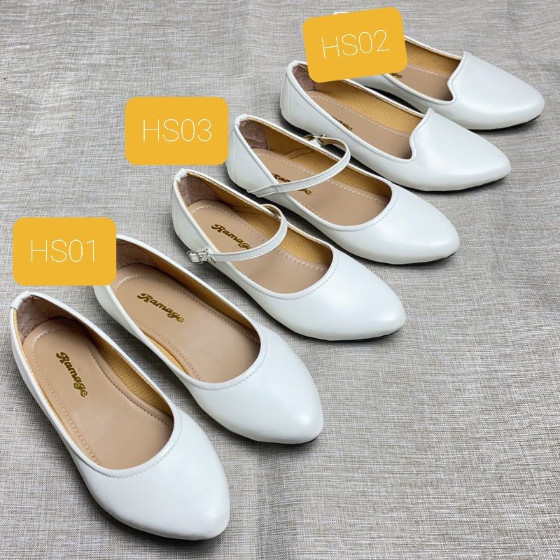 SIZE 37 - 44 Sepatu Flat Shoes Putih Wanita  Sol Non Slip Karet Lentur