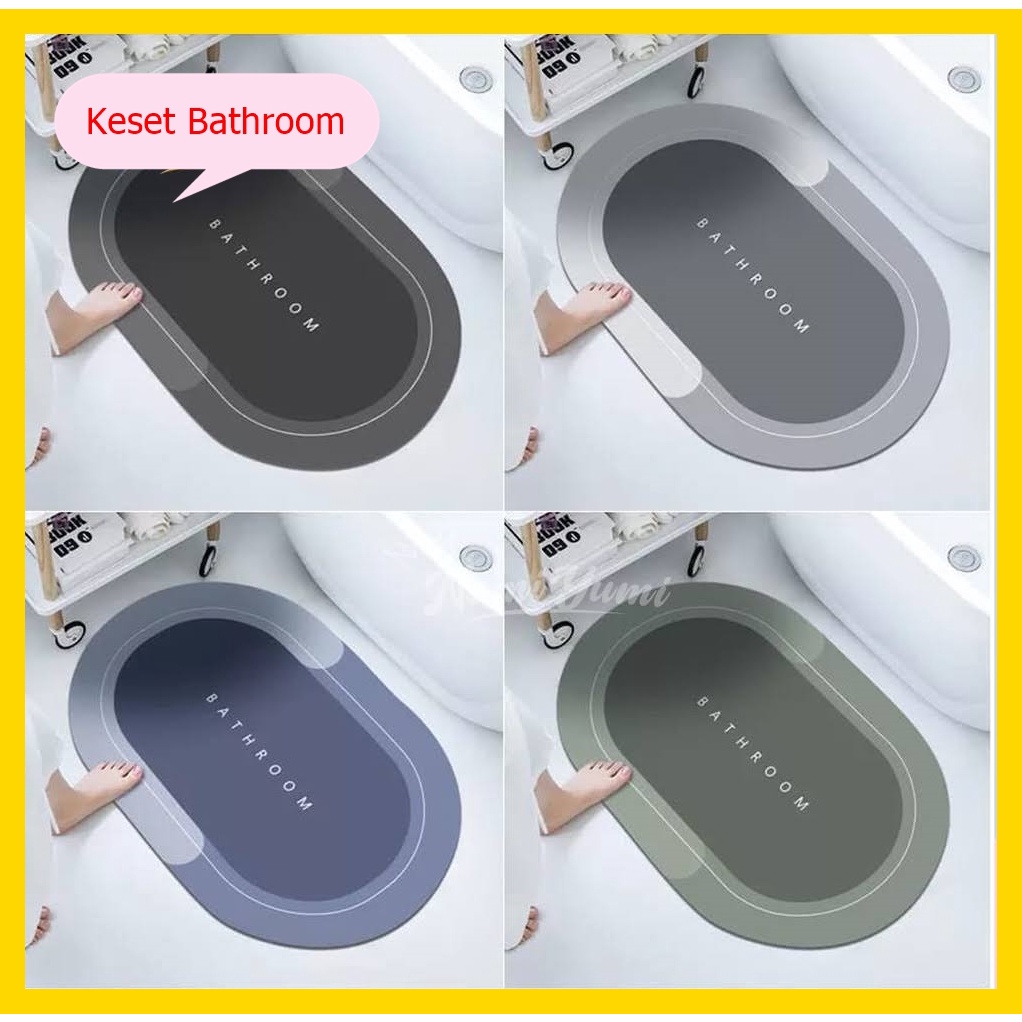 Keset Kaki anti slip Diatomite Terbaru Oval / Keset Lentur Modern Kamar Mandi Lembut