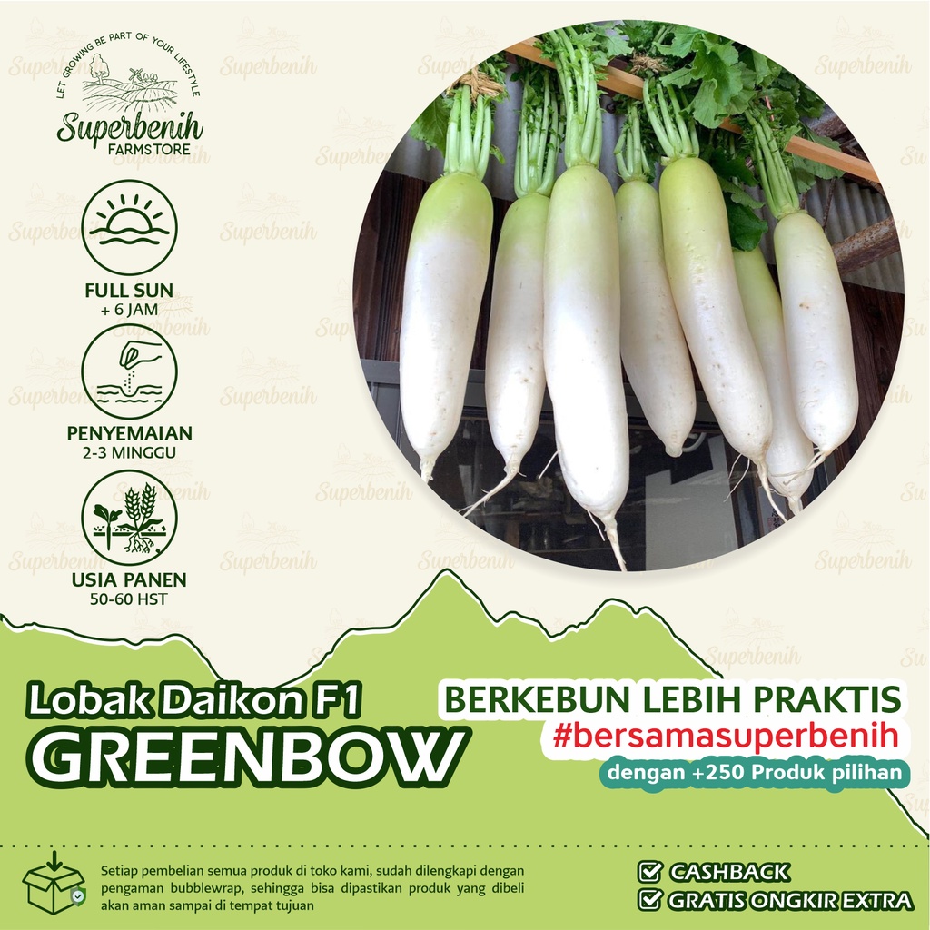 Jual 10 Biji Benih Lobak Putih Greenbow F1 Indonesia Shopee Indonesia