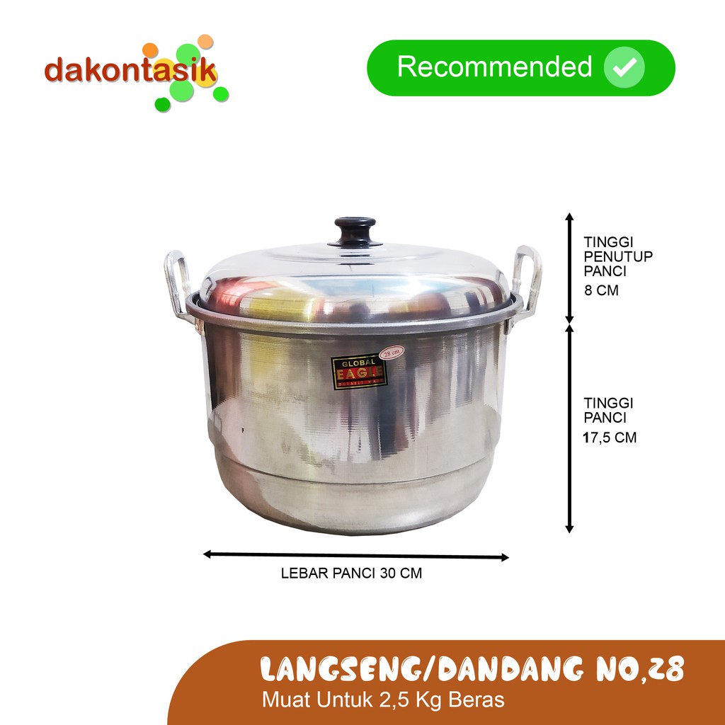 DAKONTASIK - PANCI KUKUS DANDANG SET / LANGSENG SET ALAT KUKUS ALUMUNIUM HALCO NO 28