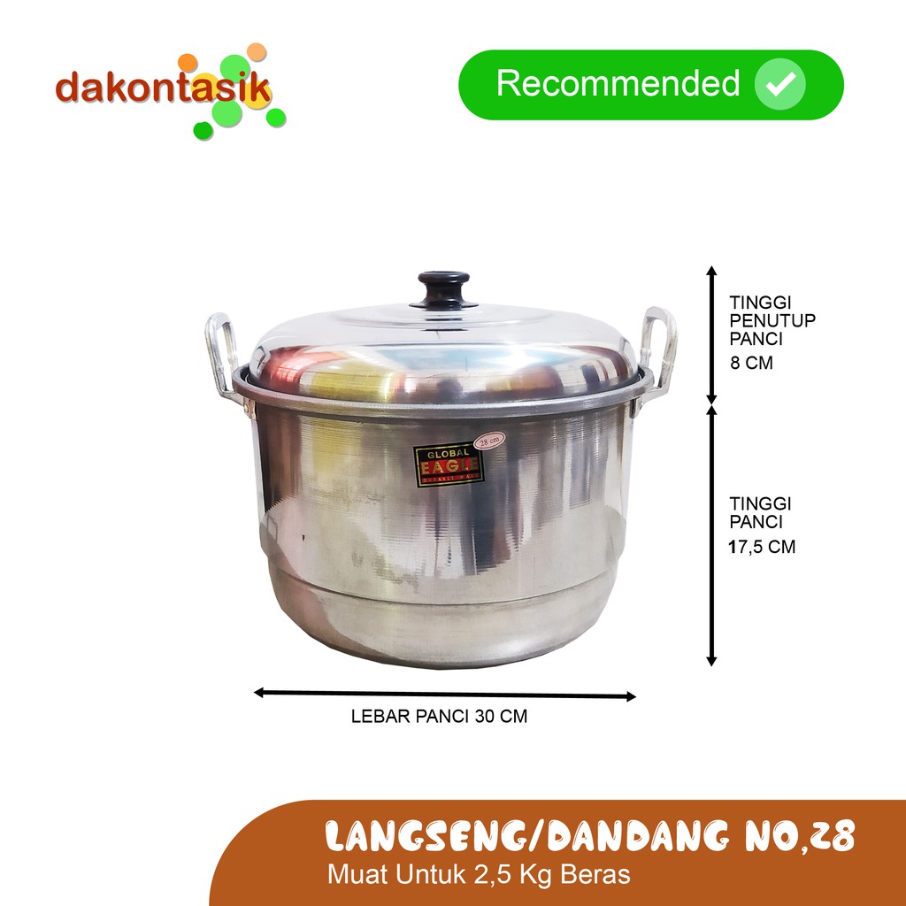 DAKONTASIK - PANCI KUKUS DANDANG SET / LANGSENG SET ALAT KUKUS ALUMUNIUM HALCO NO 28