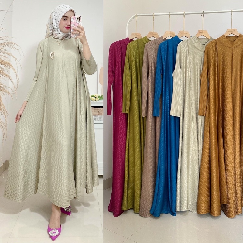 Premium pleats dress / gamis plisket premium