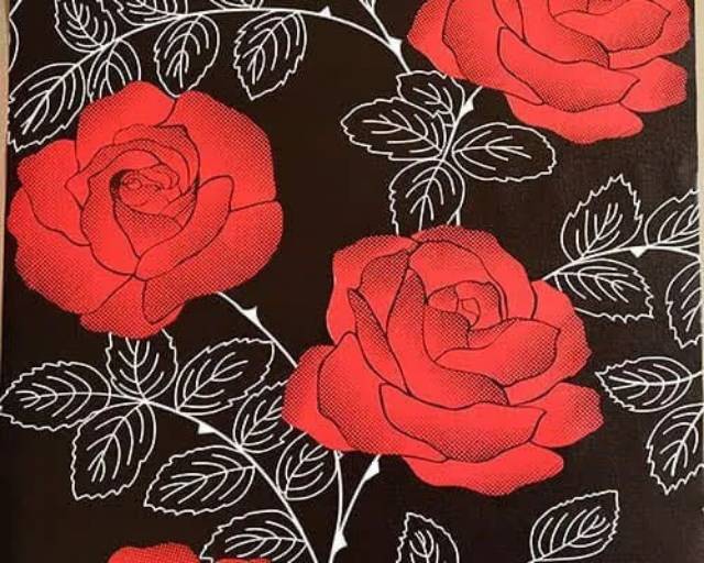 Wallpaper Dinding Murah Dekor Ruangan Kamar Hitam Bunga Mawar