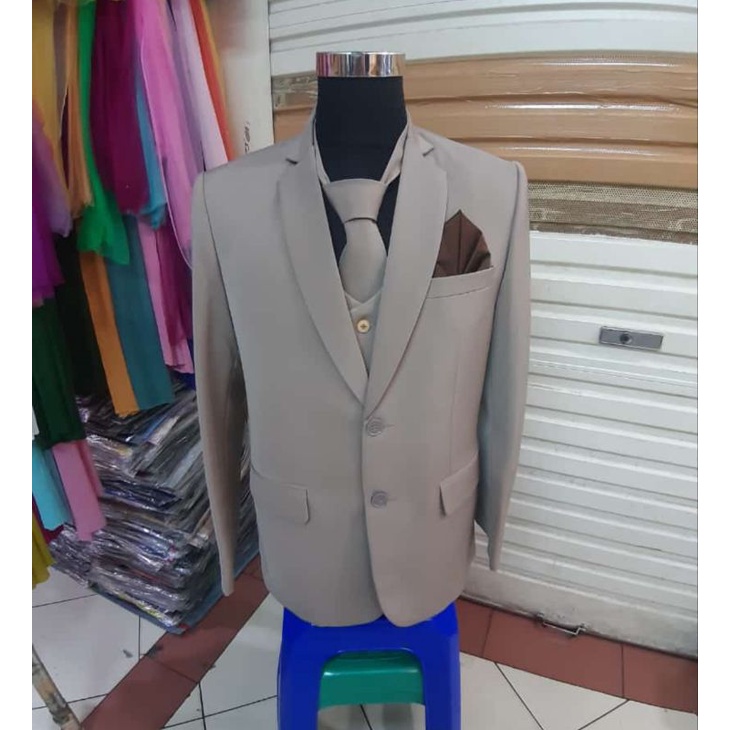 Jas pengantin pria coksu/ jas wedding pria coklat cream bahan doff/jas formal pria coksu bahan dof/J